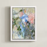 "Pastel Garden 2" - Art Print in Slate Blue by Sonal Nathwani - Framed Canvas