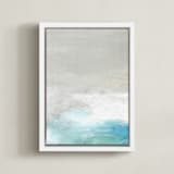"Kissing The Shore II" - Art Print in Seafoam by Jenny Partrite - Framed Canvas