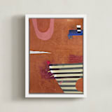 "BURNT SIENNA & BARK" - Art Print in red wine by Keren Toledano - Framed Canvas