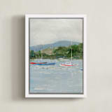 "Coastal Calm" - Art Print in Sea blue by Arohika Verma - Framed Canvas