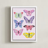 "Vibrant Butterflies" - Art Print in Blush by Cass Loh - Framed Canvas