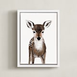 "Baby Animal Deer" - Art Print in Chestnut Brown by Cass Loh - Framed Canvas