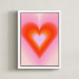 "Radiate Love" - Art Print in Bright red, peach, blush, light pink, vibrant orange, bright pink by Molly Mortensen - Framed Canvas