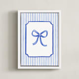 "Coquette Blue Bow" - Art Print in Blue by Vivi Furlong - Framed Canvas