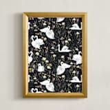 "Swan lake" - Art Print in Spring by Shiny Penny Studio - Framed