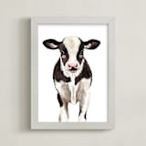 "Baby Animal Ox" - Art Print in Dark Chocolate by Cass Loh - Framed