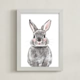 "Baby Animal Rabbit" - Art Print in Pebble by Cass Loh - Framed