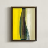"Green Bottle Abstract" - Art Print in emerald green by Debra Pruskowski - Framed