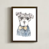 "Snazzy Schnauzer Mixed Media" - Art Print in Chambray Blue by Lauren Rogoff - Framed
