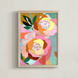 "Bursting Life" - Art Print in Prettiest Pink by cyrille gulassa - Framed