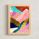 "Mountain landscape I" - Art Print in rainbow pink by Mojca Dolinar - Framed