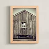 "Bench by the Sea" - Art Print in Rustic Brown by Gray Star Design - Framed