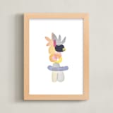 "feathered totem" - Art Print in feather grey by tina johnson - Framed