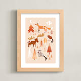 "Woodland Animals" - Art Print in Earthy Beige by Tati Abaurre - Framed