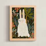 "Bunny Jungle" - Art Print in Forest Green by SALLY MURPHY - Framed