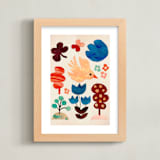 "Bird and the forest" - Art Print in Off White by Mojca Dolinar - Framed