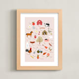 "Find Me on the Farm" - Art Print in Taupe by Francesca Iannaccone - Framed