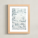 "Fun in the sun" - Art Print in Indigo by Arohika Verma - Framed