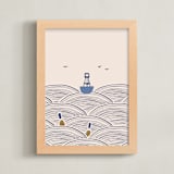 "Lobster Boat & Buoy 1" - Art Print in Blue by Allison Ross - Framed