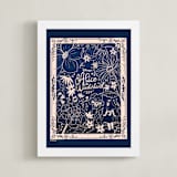 "Art Nouveau Alice" - Art Print in Navy by Stefanie Lane - Framed