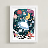 "The Rabbithole from Disney's Alice In Wonderland" - Art Print in Blue by peetie design - Framed