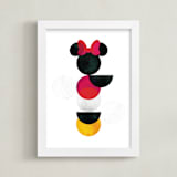 "Disney Minimalist Minnie Mouse" - Art Print in Coal by Anna Joseph - Framed