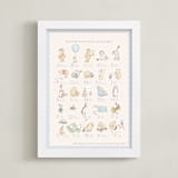 "Disney Winnie The Pooh Alphabet" - Art Print in Baby Blue by Sabrin Deirani - Framed