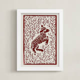 "Lamb Linocut" - Art Print in Rust by Ash Weaver - Framed