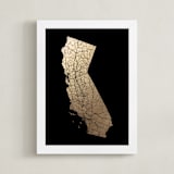 "California Map Filled" - Custom Foil Print in Black by GeekInk Design - Framed