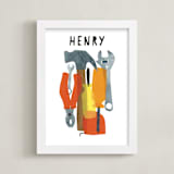 "Tools Collage" - Personalized Art Print in Steel by Mia Posada - Framed