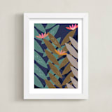 "Bromelias" - Art Print in blue night by Bethania Lima - Framed