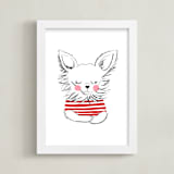 "dog in stripes" - Art Print in Cranberry by Little Miss Missy - Framed