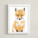 "Baby Animal.Fox" - Art Print in Osage Orange by Cass Loh - Framed