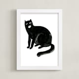 "Graphic cat" - Art Print in ink by Alexandra Dzh - Framed