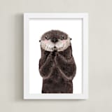 "Baby Animal Sea Otter" - Art Print in Coffee by Cass Loh - Framed