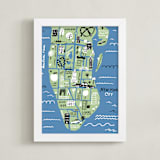 "I love New York" - Art Print in Ocean Blue by Jordan Sondler - Framed