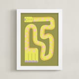 "Twisty Giraffe" - Art Print in Moss by Ampersand Design Studio - Framed