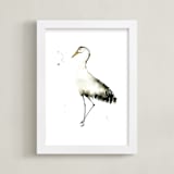 "Cranes on the go" - Art Print in Grey by Lulaloo - Framed