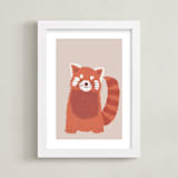 "Sleepy Red Panda" - Art Print in Tangerine by Jennifer Holbrook - Framed