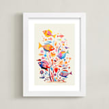 "Fishes" - Art Print in Aqua by Tatjana Koraksic - Framed