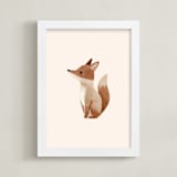 "Baby Fox" - Art Print in Beige by Vivian Yiwing - Framed