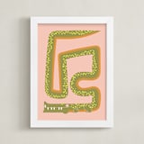 "Twisty Alligator" - Art Print in Moss by Ampersand Design Studio - Framed