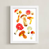 "Forest mushrooms" - Art Print in Fox orange by Alexandra Dzh - Framed