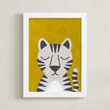"White Bengal Tiger" - Art Print in Spicy Mustard by 2birdstone - Framed