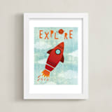 "Explore Your World" - Art Print in Rocket Red by Mansi Verma - Framed