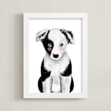 "Baby Animal Dog" - Art Print in blackjack by Cass Loh - Framed