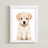 "Baby Labrador" - Art Print in yellow by Cass Loh - Framed