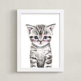 "Baby Kitten" - Art Print in grey by Cass Loh - Framed