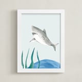 "Ocean Friends II" - Art Print in Shark by Teju Reval - Framed