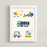 "The Truck Gang" - Art Print in Periwinkle by Kartika Paramita - Framed
